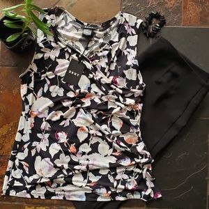 DKNY Sleeveless Business Friendly Crossover Shirt